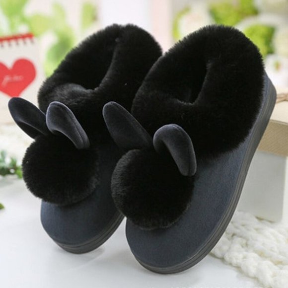 Women Velvet Slippers Furry Rabbit Ears Soft Comfortable Home Slippers - Picture 2 of 6